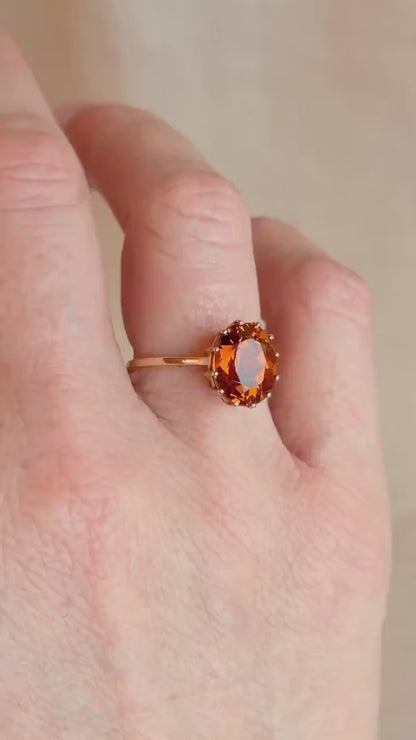 Vintage 1990s Citrine Solitaire Ring in 9k Gold
