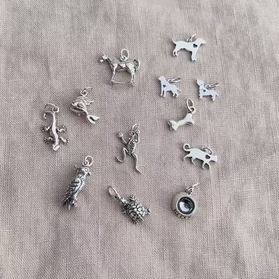 Sterling Silver Parrot Charm Pendant, Pet Bird Themed Minimalist Jewelry, Gift for Her