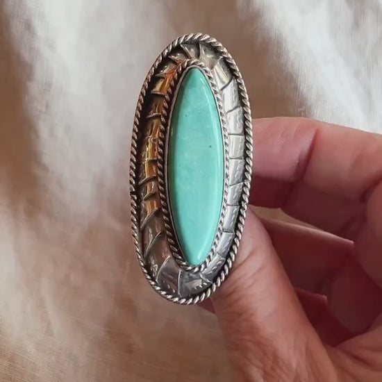 Vintage Sterling Silver Turquoise Statement Ring, Southwestern Boho Jewelry