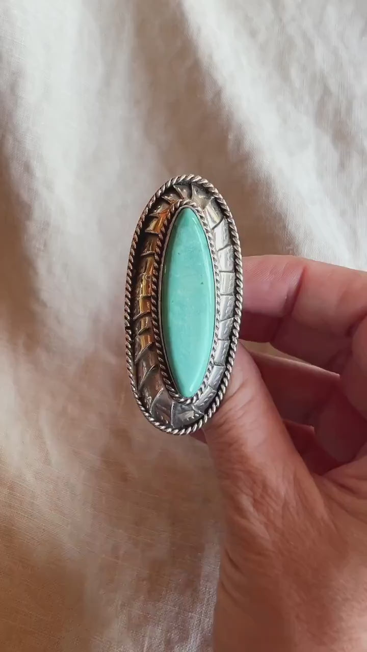 Vintage Sterling Silver Turquoise Statement Ring, Southwestern Boho Jewelry
