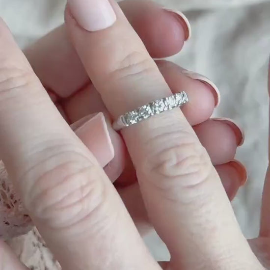 Vintage Diamond Prong Set Wedding Band in Platinum