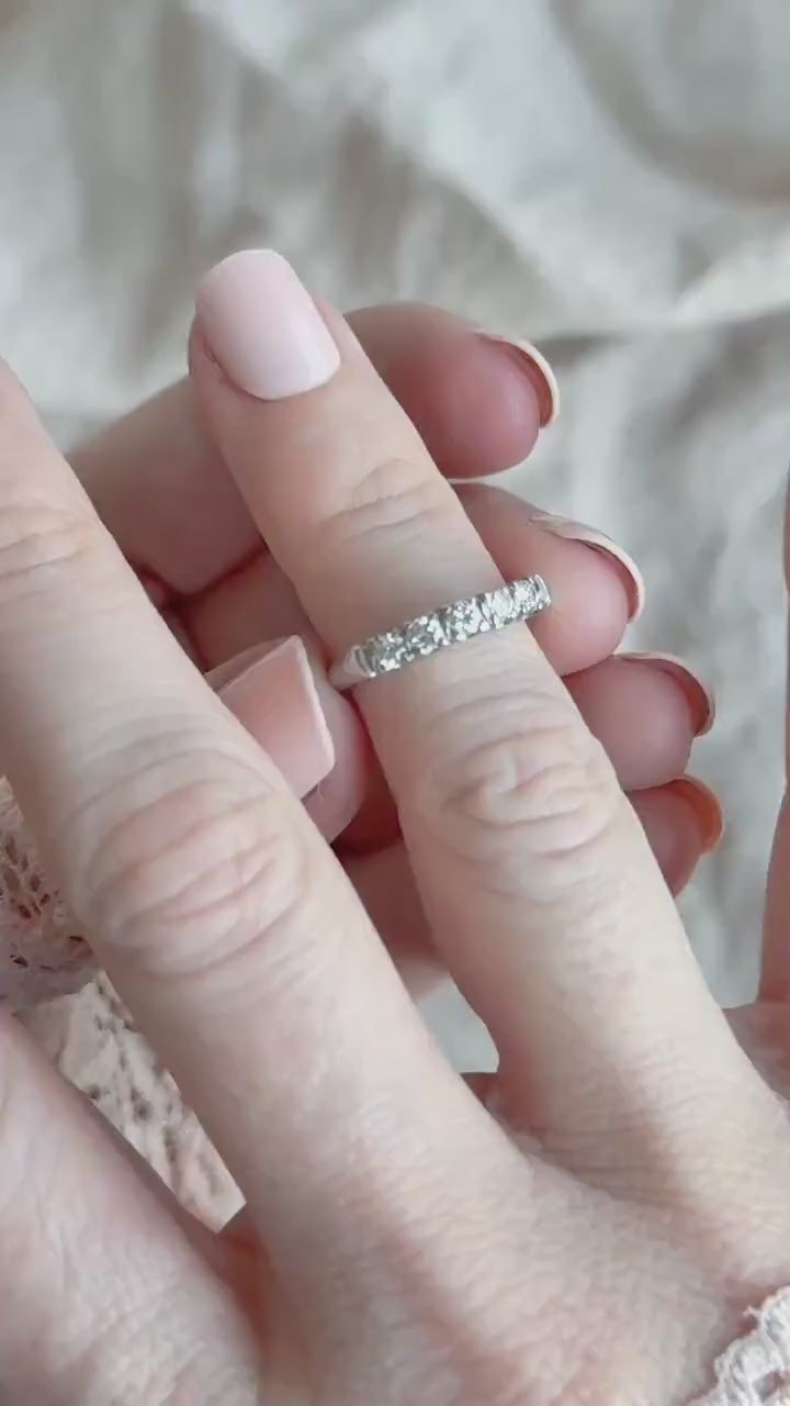 Vintage Diamond Prong Set Wedding Band in Platinum