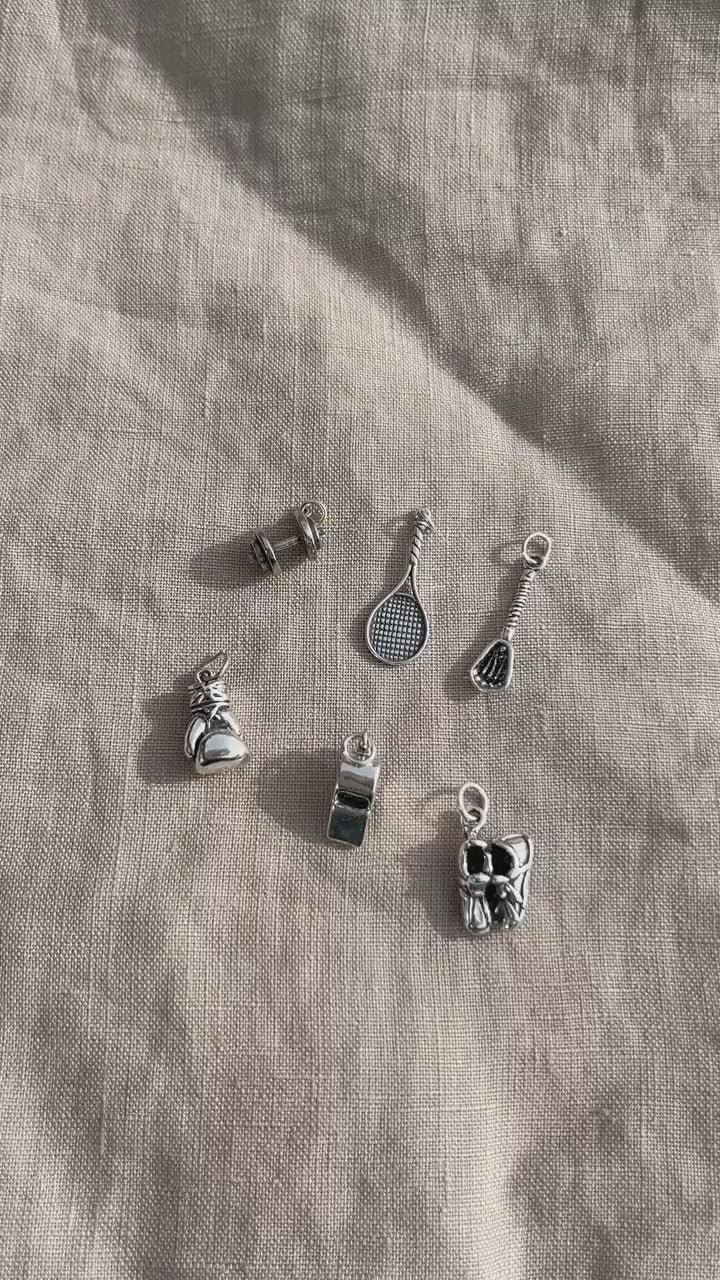 Sterling Silver Tennis Racquet Charm Pendant, Sports Themed Minimalist Jewelry, Gift for Her