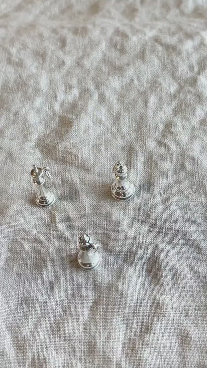 Sterling Silver Pawn Charm Pendant, Chess Themed Minimalist Jewelry, Gift for Her