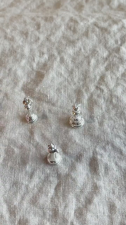 Sterling Silver Chess King Charm Pendant, Chess Themed Minimalist Jewelry, Gift for Her