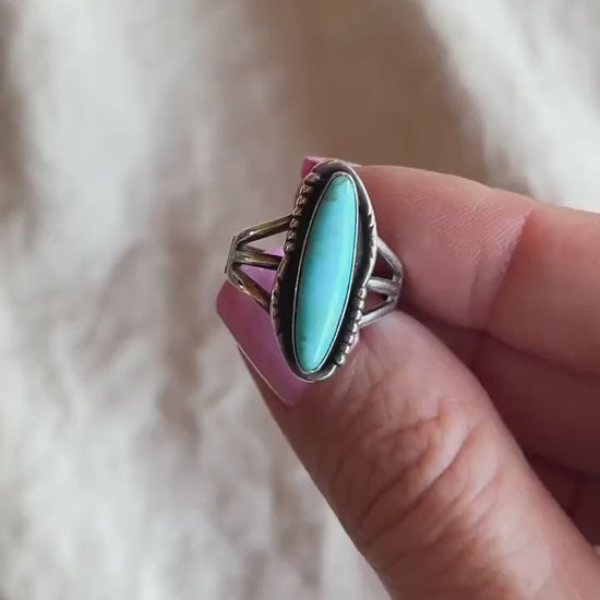 Vintage Turquoise Ring Sterling Silver, Southwestern Statement Boho Jewelry