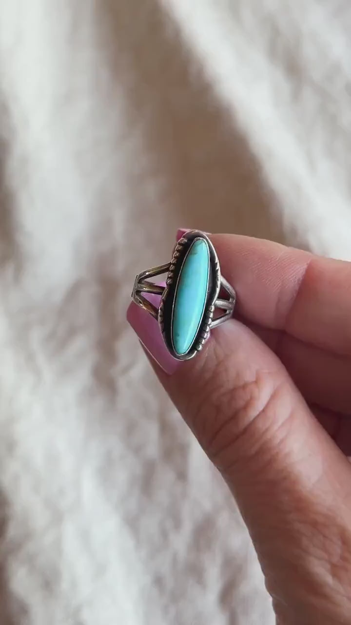 Vintage Turquoise Ring Sterling Silver, Southwestern Statement Boho Jewelry