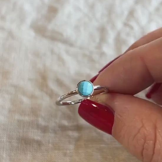 Blue Turquoise Gemstone Ring in Sterling Silver - Timeless