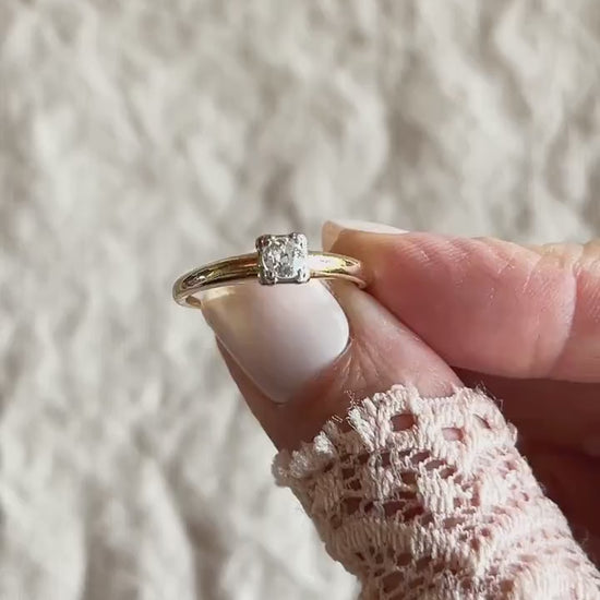 Vintage 1930s Art Deco Diamond Engagement Ring, 14k Gold