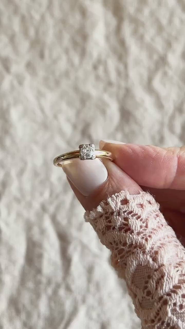 Vintage 1930s Art Deco Diamond Engagement Ring, 14k Gold