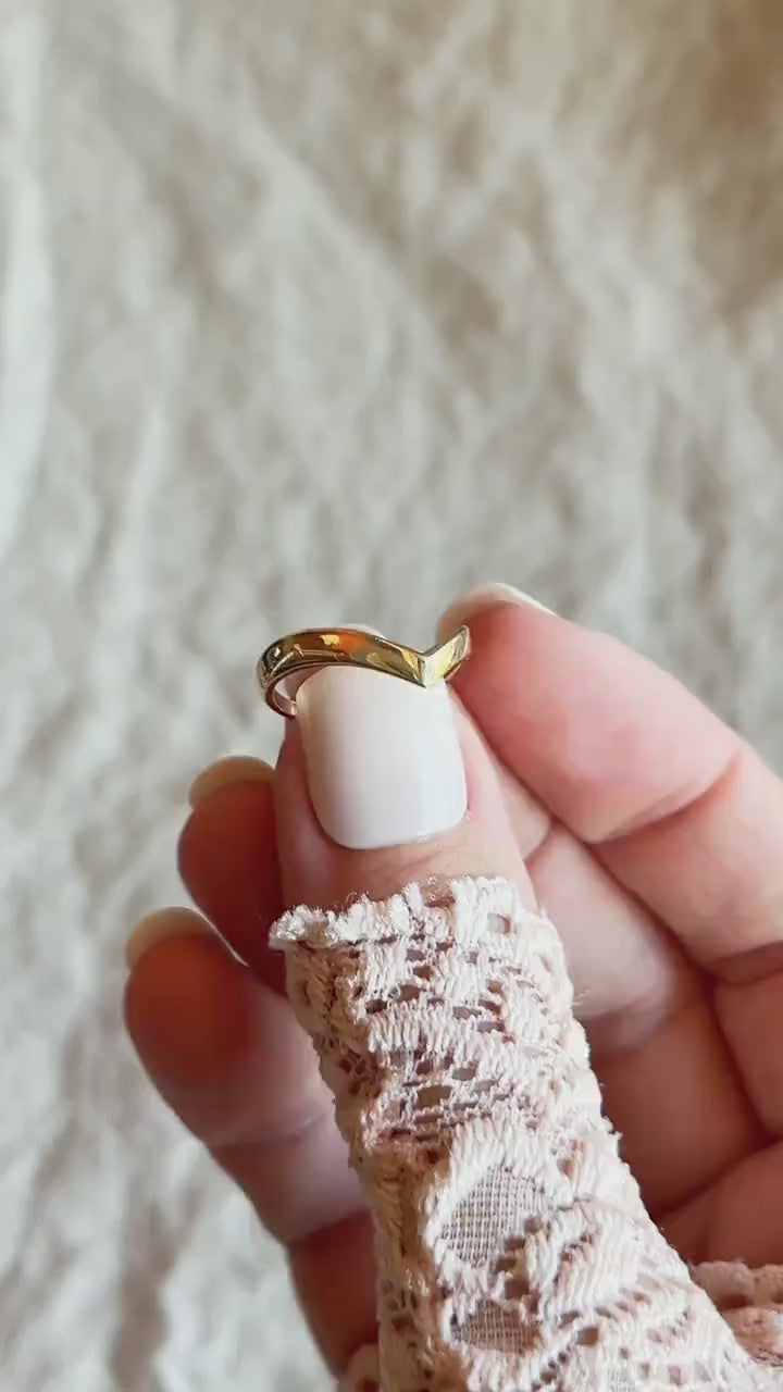 Vintage 1970s Chevron Wedding Band in 14k Gold