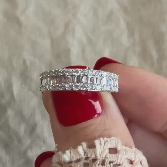 Vintage Diamond Wedding Band in 14k White Gold