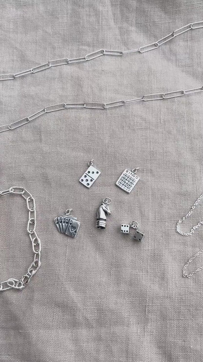 Sterling Silver Knight Charm Pendant, Chess Themed Minimalist Jewelry, Gift for Her