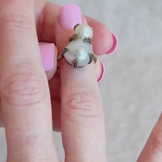 Vintage 1930s Pearl Ring in 10k Gold
