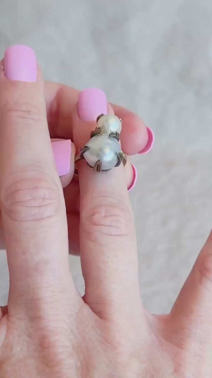 Vintage 1930s Pearl Ring in 10k Gold