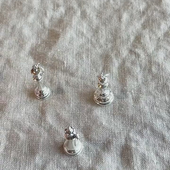Sterling Silver Chess King Charm Pendant, Chess Themed Minimalist Jewelry, Gift for Her