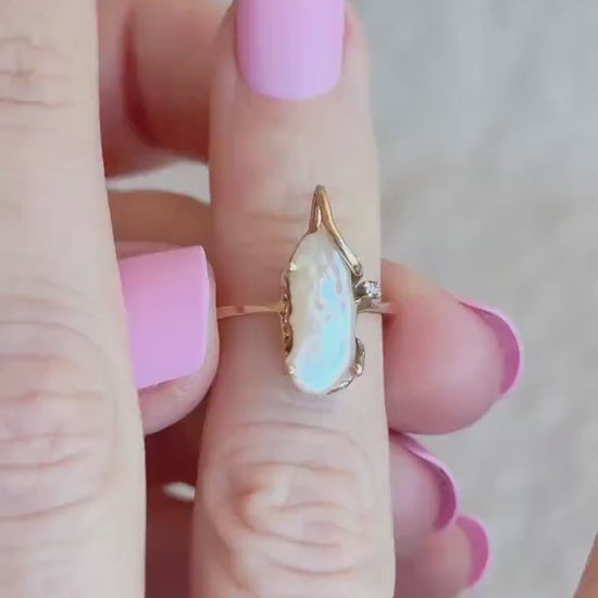 Vintage Diamond and Pearl Ring in 10k Gold