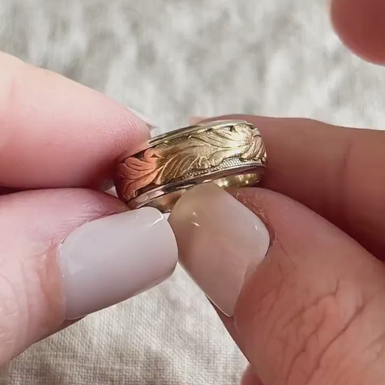 Vintage 1960s Floral Filigree Wedding Band, Size 6