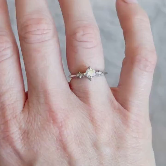 Vintage Diamond Three Stone Ring in 14k White Gold