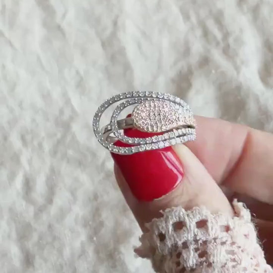 Vintage 1990s Asymmetrical Diamond Anniversary Band, 14k White Gold