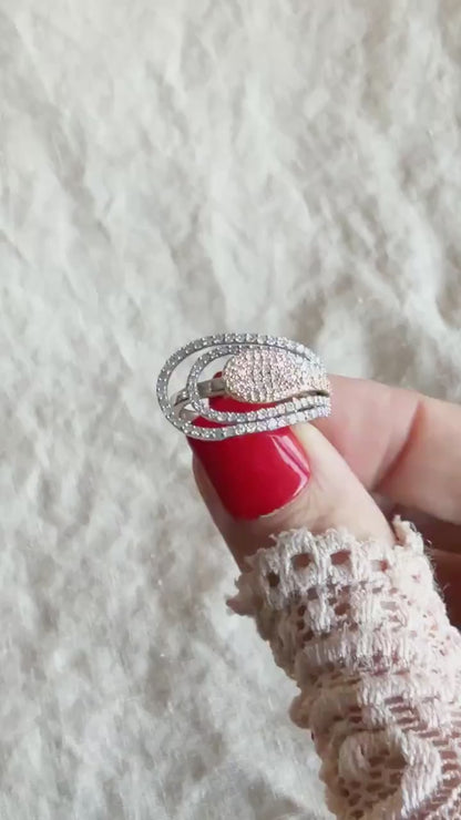 Vintage 1990s Asymmetrical Diamond Anniversary Band, 14k White Gold