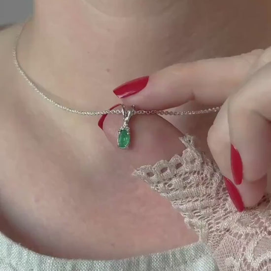 Vintage Emerald Pendant in 14k White Gold