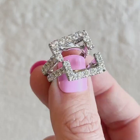 Vintage 1990s Diamond Halo Wedding Ring Guard, 14k White Gold