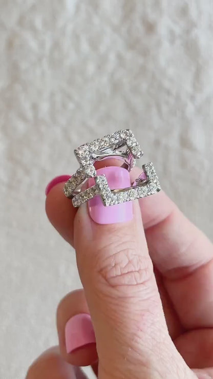 Vintage 1990s Diamond Halo Wedding Ring Guard, 14k White Gold