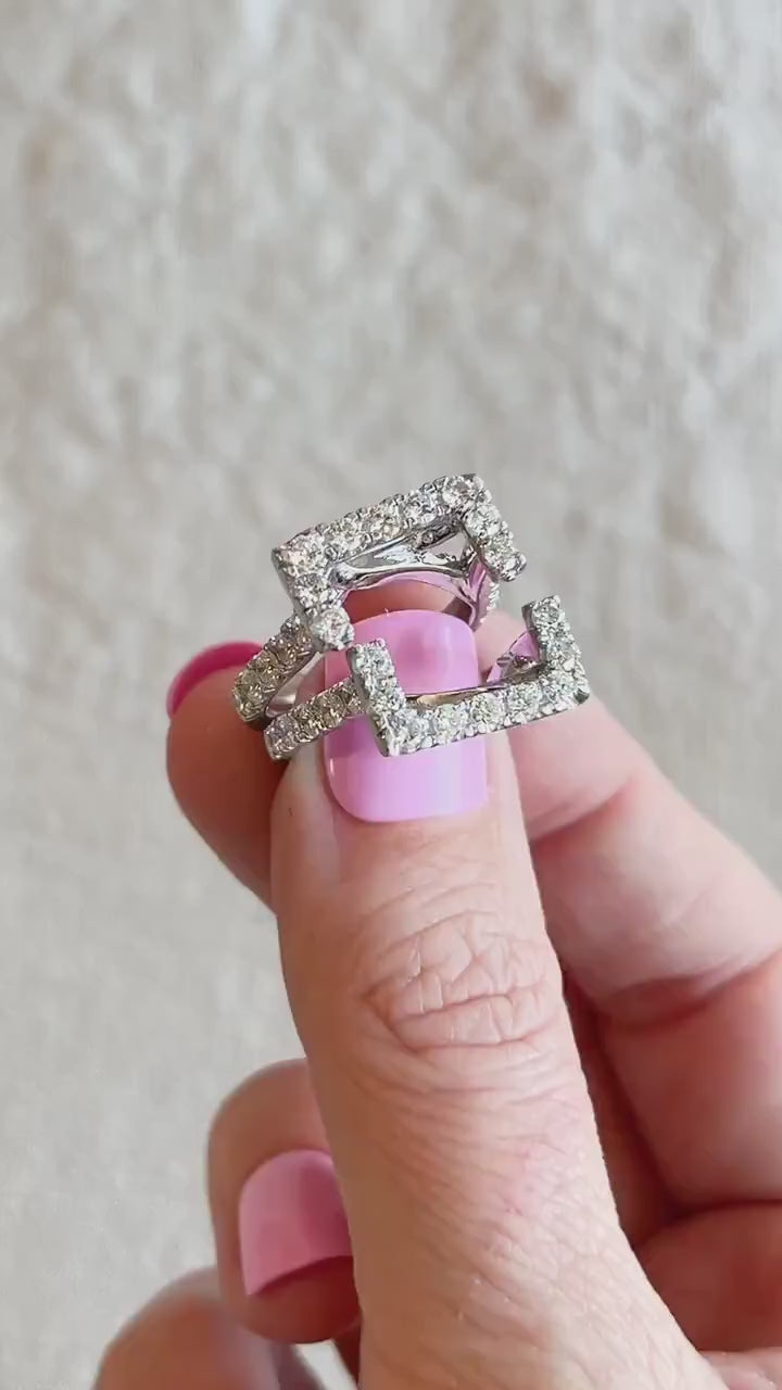 Vintage 1990s Diamond Halo Wedding Ring Guard, 14k White Gold
