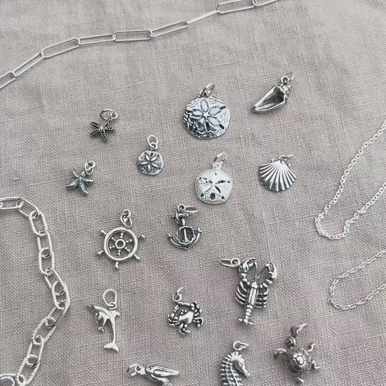 Sterling Silver Lobster Charm Pendant, Ocean Themed Minimalist Jewelry, Gift for Her