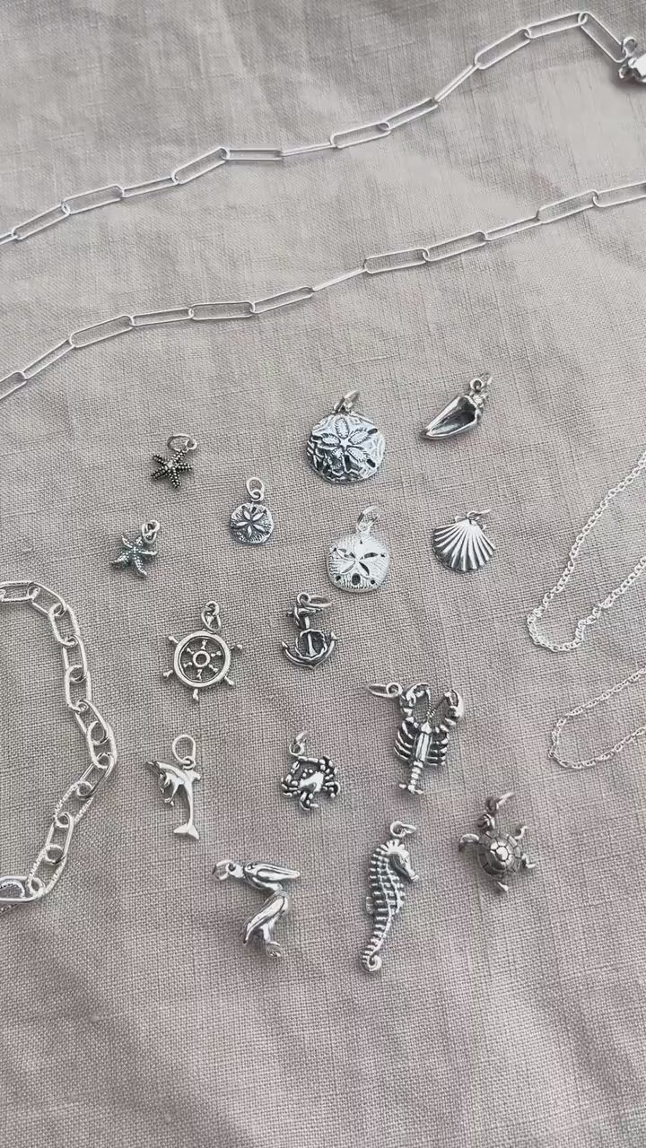 Sterling Silver Lobster Charm Pendant, Ocean Themed Minimalist Jewelry, Gift for Her