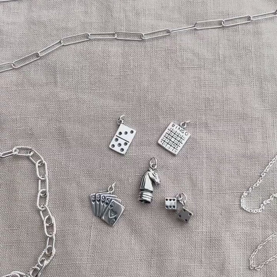 Sterling Silver Playing Cards Charm Pendant, Poker Themed Minimalist Jewelry, Gift for Her