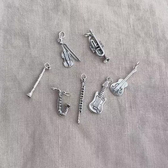 Sterling Silver Clarinet Charm Pendant, Music Themed Minimalist Jewelry, Gift for Her