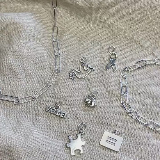 Sterling Silver VOTE! Charm Pendant, Election Themed Minimalist Jewelry, Gift for Her