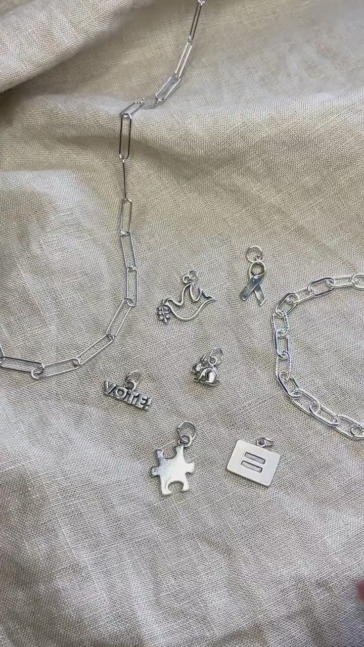 Sterling Silver VOTE! Charm Pendant, Election Themed Minimalist Jewelry, Gift for Her