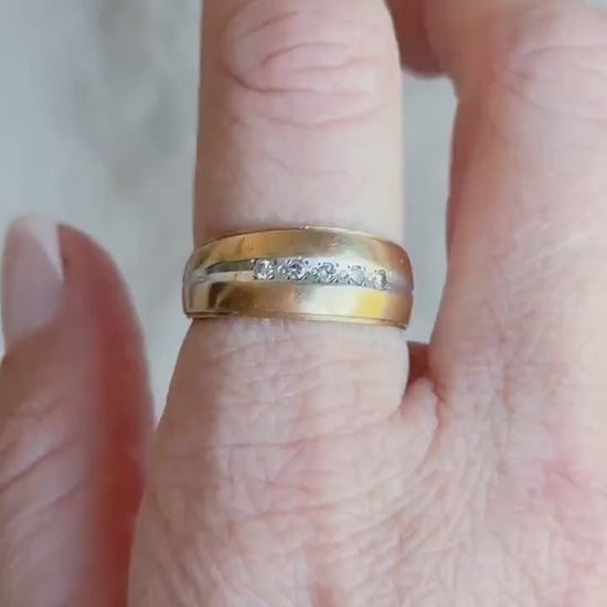 Vintage 1960s Diamond Wedding Band, 14k Gold