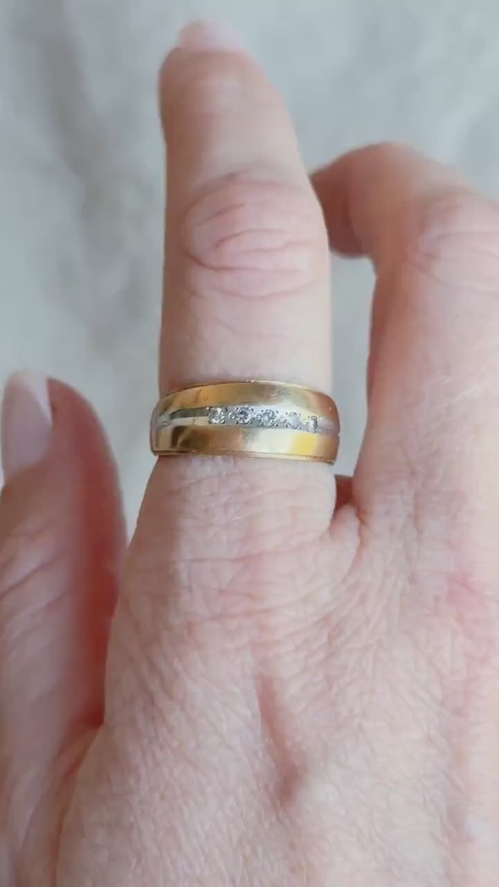 Vintage 1960s Diamond Wedding Band, 14k Gold