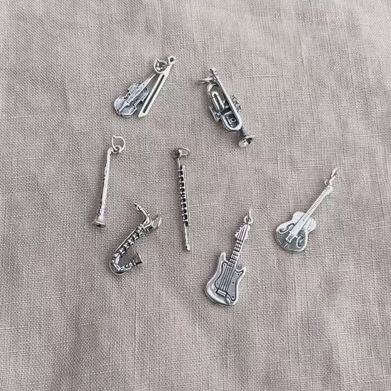 Sterling Silver Violin Charm Pendant, Music Themed Minimalist Jewelry, Gift for Her