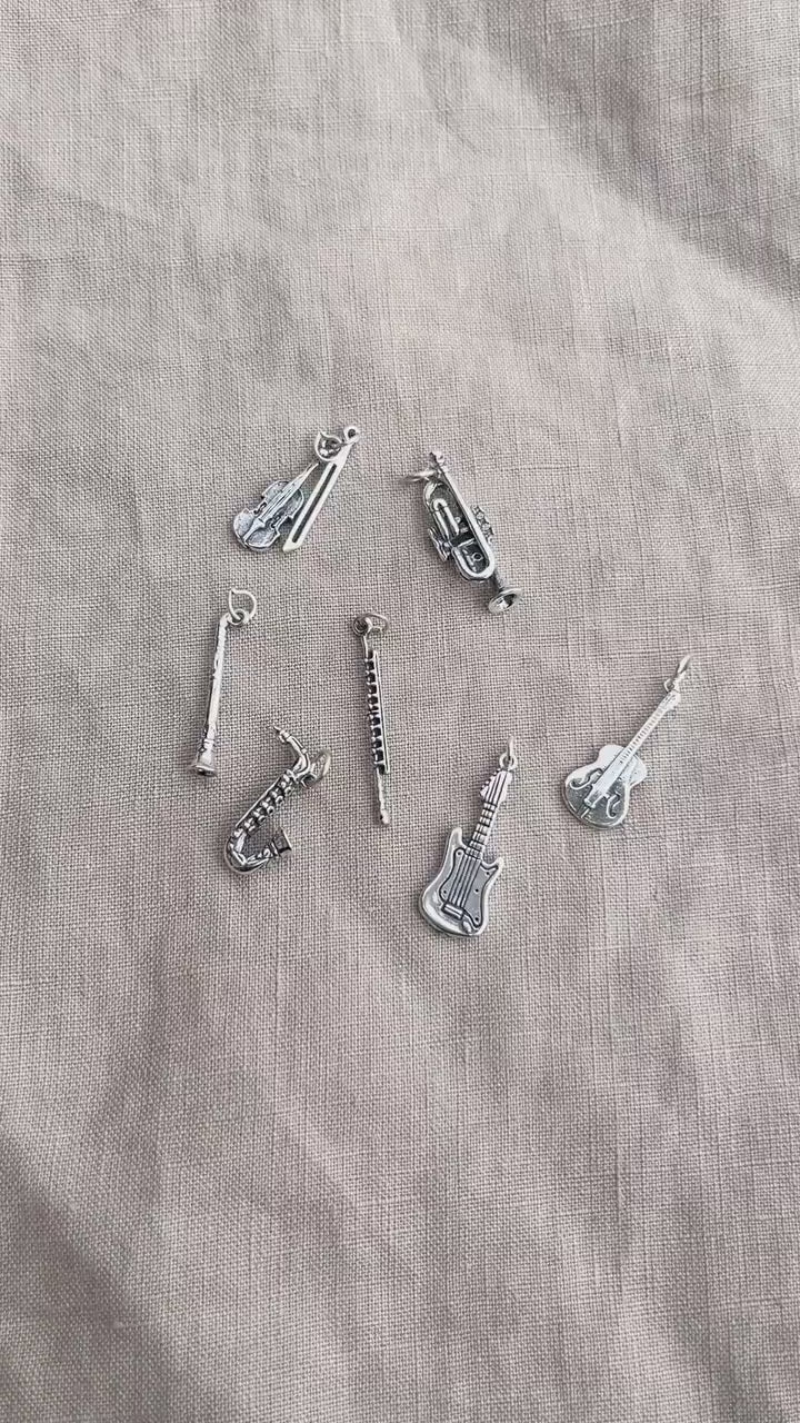 Sterling Silver Violin Charm Pendant, Music Themed Minimalist Jewelry, Gift for Her