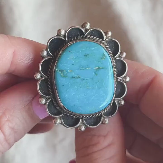 Vintage Turquoise Gemstone Ring in Sterling Silver