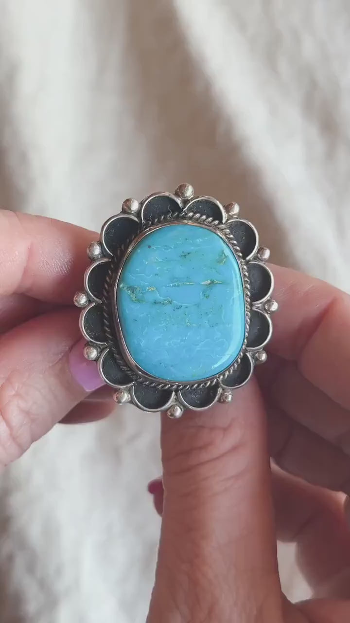 Vintage Turquoise Gemstone Ring in Sterling Silver