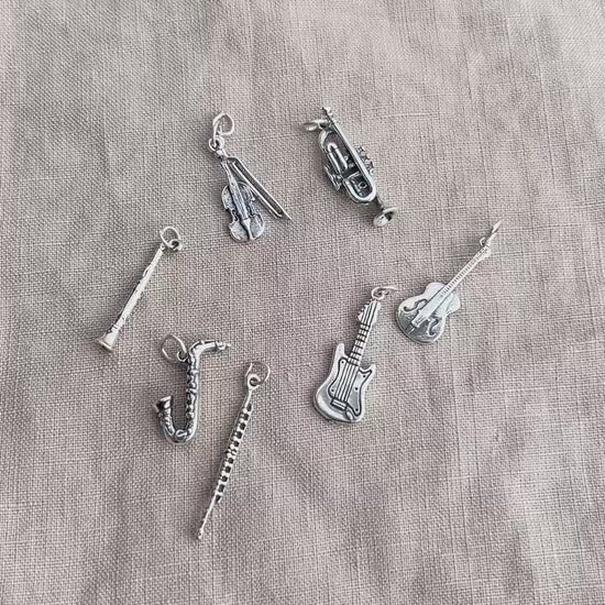 Sterling Silver Flute Charm Pendant, Music Themed Minimalist Jewelry, Gift for Her