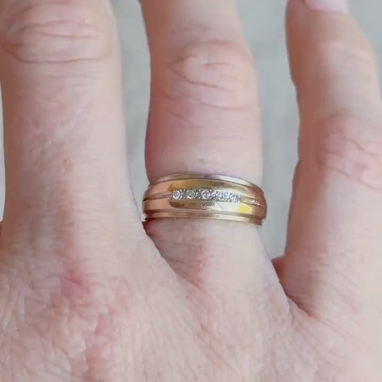Vintage 1960s Diamond Wedding Band, 14k Gold