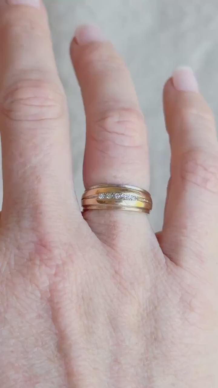 Vintage 1960s Diamond Wedding Band, 14k Gold
