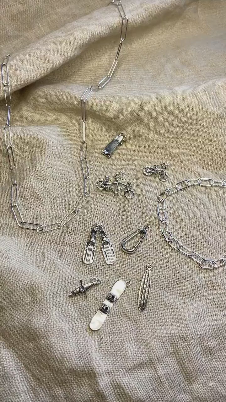 Sterling Silver Kayak Charm Pendant, Kayaking Themed Minimalist Jewelry, Gift for Her