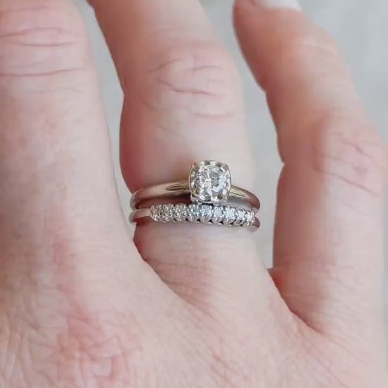 Vintage 1950s Bridal Set, Diamond Engagement Ring & Wedding Band