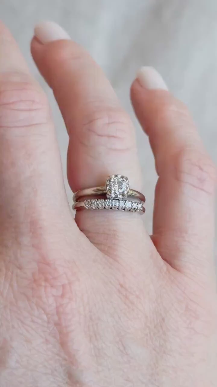Vintage 1950s Bridal Set, Diamond Engagement Ring & Wedding Band
