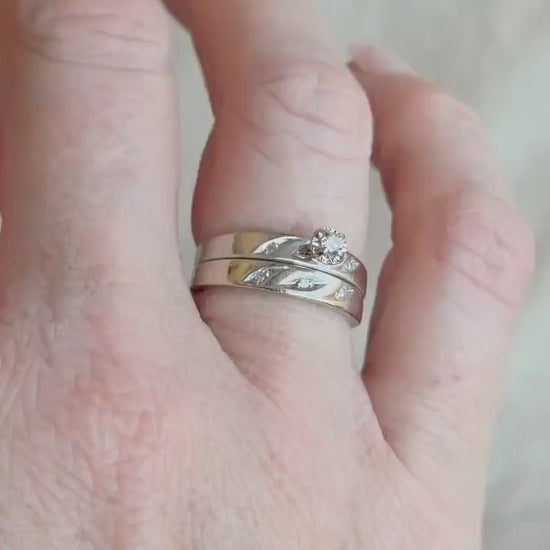 Vintage 1950s Diamond Bridal Set, Engagement & Wedding Rings