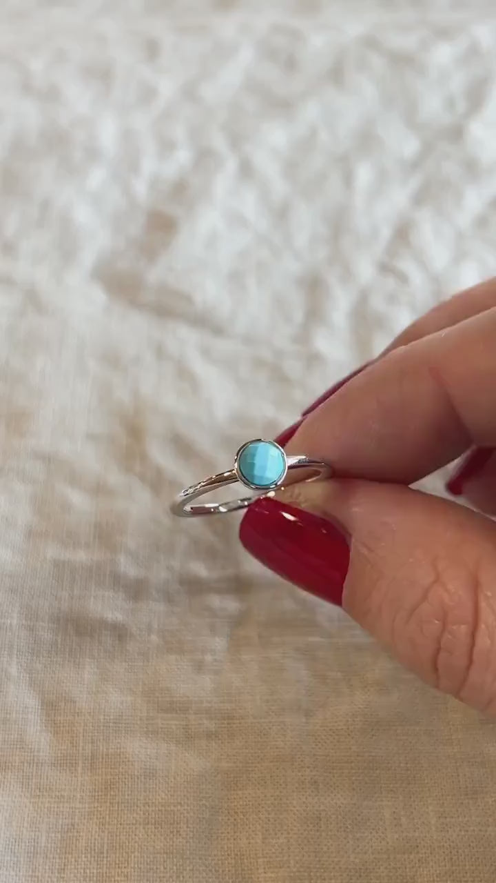 Blue Turquoise Gemstone Ring in Sterling Silver