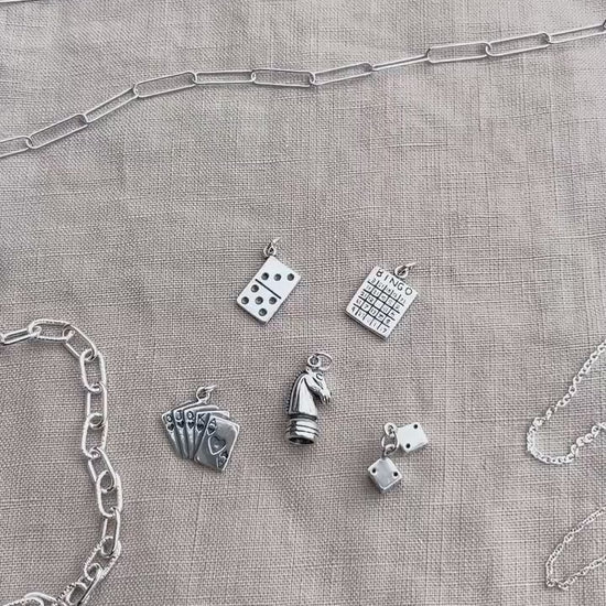 Sterling Silver Dice Charm Pendant, Game Themed Minimalist Jewelry, Gift for Her
